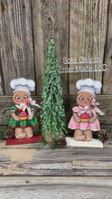 Load and play video in Gallery viewer, Gingerbread Decoration, Christmas centerpiece, Wooden Gingerbread Tiered tray, gingerbread decor, gingerbread doll, Candy centerpiece decor
