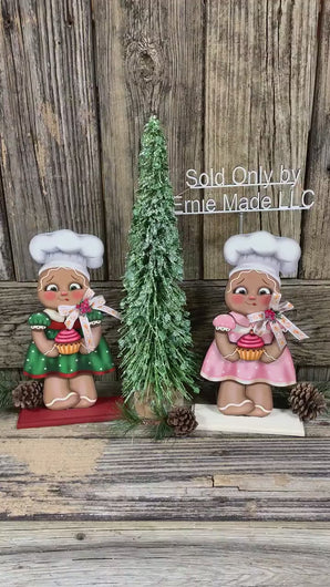 Gingerbread Decoration, Christmas centerpiece, Wooden Gingerbread Tiered tray, gingerbread decor, gingerbread doll, Candy centerpiece decor
