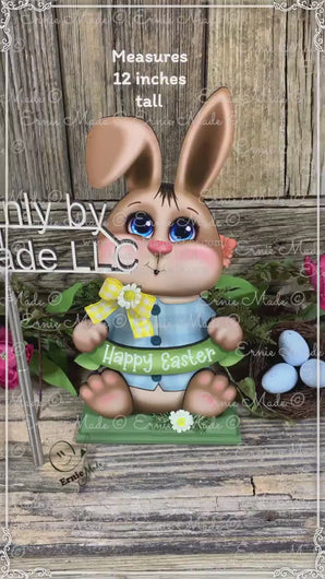 Spring Decoration, Easter Bunny centerpiece, Tiered tray decor, Vintage Easter Farmhouse decor, wood Bunny with Easter sign, Primitive Bunny