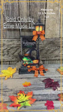 Load and play video in Gallery viewer, Halloween Decoration, Witch broom parking sign, cute frog with witch hat, Jack o lantern pumpkin, Halloween Witch decor for table or shelf
