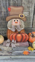 Load and play video in Gallery viewer, Fall Scarecrow decoration, Pumpkin and Scarecrow porch decor, Autumn Pumpkin arrangement for entry way, Halloween, Farmhouse, Thanksgiving
