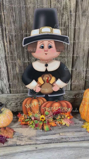 Thanksgiving decoration, Pilgrim and Turkey for entryway decor, Autumn arrangement, Fall centerpiece, pumpkin decor, Happy Thanksgiving sign