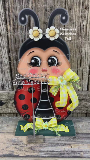 Ladybug decoration for summer, Ladybug centerpiece, wooden standing Ladybug sign, cute ladybug garden decor, Porch, patio, door, entry way
