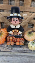 Load and play video in Gallery viewer, Thanksgiving Pilgrim and Turkey decor, fall shelf sitter, Fall Countertop decor, Thanksgiving centerpiece, Turkey and Pumpkin table floral
