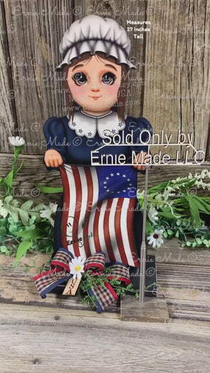 Patriotic Betsy Ross flag decoration, Colonial USA, American flag sign, Fourth of July, Memorial Day, Primitive 4th of July decor for table