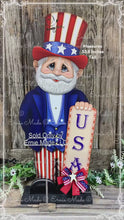Load and play video in Gallery viewer, Patriotic decoration Uncle Sam Summer, USA, America sign, Fourth of July, Veterans Day, Memorial Day, 4th of July for entryway mantle, porch
