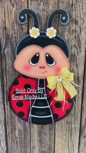 Load and play video in Gallery viewer, Ladybug decoration, Ladybug door hanger, Ladybug sign, wooden ladybug, Ladybug Porch sign, Ladybug wreath for front door, Summer door hanger
