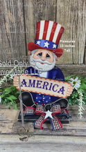 Load and play video in Gallery viewer, Patriotic decoration Uncle Sam with sign, USA, America Fourth of July, gift for Veteran, Memorial Day, 4th of July, table and shelf decor
