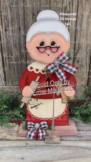 Mrs. Clause decoration, Christmas Gingerbread centerpiece, wood shelf sitter, Gingerbread kitchen baking table decor, Gingerbread doll decor