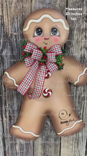 Gingerbread Decoration, Christmas door hanger, Gingerbread Christmas wreath for front door, gingerbread man, vintage Christmas sign for door