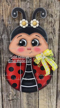 Load and play video in Gallery viewer, Ladybug decoration, Ladybug door hanger, Ladybug sign, wooden ladybug, Ladybug Porch sign, Ladybug wreath for front door, Summer door hanger
