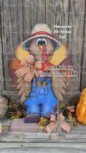 Load and play video in Gallery viewer, Whimsical Wooden Turkey Decoration, Thanksgiving Fall Centerpiece, Farmhouse Sign, Harvest, Corn Decor, Funny Standing Turkey with big shoes
