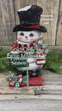 Load and play video in Gallery viewer, Snowman decoration, Shelf sitter Snowman, Christmas tiered tray decor, Winter tiered tray sitter, Christmas decoration, Wooden Snowman decor

