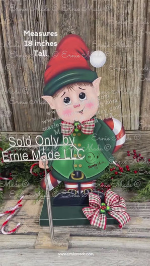 Christmas elf decoration, Holiday tiered tray, Boy Elf shelf sitter, Christmas Elf, sweets kitchen table decor, Candy Cane Gingerbread, elf