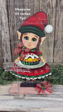 Load and play video in Gallery viewer, Elf Girl Decoration Christmas, Baking, Holiday kitchen centerpiece, elf doll, entryway, mantel, Farmhouse Gingerbread decor, Santas helper

