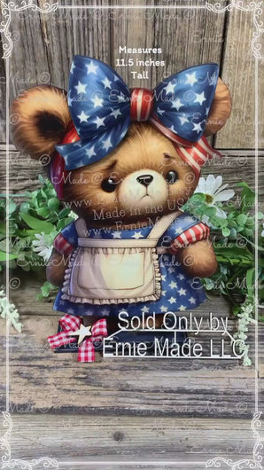 Patriotic Bear decoration for Summer, USA, American decor, Fourth of July Holiday, 4th of July decoration for shelf, table tiered tray decor