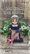 Load and play video in Gallery viewer, Patriotic Betsy Ross flag decoration, colonial flag, USA, Fourth of July, Memorial Day, Primitive 4th of July table, shelf tiered tray decor
