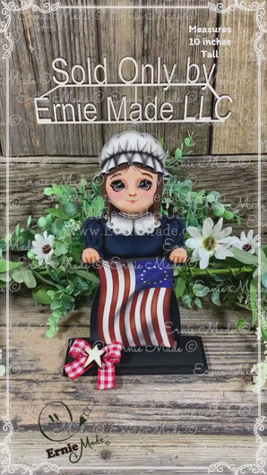 Patriotic Betsy Ross flag decoration, colonial flag, USA, Fourth of July, Memorial Day, Primitive 4th of July table, shelf tiered tray decor