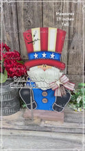Load and play video in Gallery viewer, Patriotic Uncle Sam Summer decoration, USA, America sign, Fourth of July, Veterans Day, Memorial, July 4th Americana decor, porch sitter
