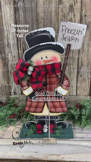 Snowman decoration, Snowman wood decor, Primitive Christmas Snowman, wood Snowman with base, Winter porch decoration, Christmas Wood decor
