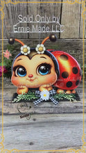 Load and play video in Gallery viewer, Ladybug decoration, summer decoration for Tiered tray, cute ladybug sign, Summer ladybug shelf sitter, cottage garden decor, table top decor
