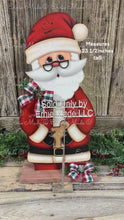 Load and play video in Gallery viewer, Santa Clause decoration, Christmas Gingerbread centerpiece, Santa Clause shelf sitter, gingerbread doll arrangement, wood Christmas decor
