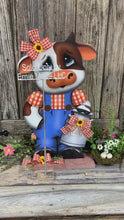 Load and play video in Gallery viewer, Farmhouse centerpiece, Cow decoration, Primitive Wooden Cow shelf sitter, Country style cow decoration, Bovine decor, Chicken decoration
