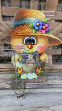Load and play video in Gallery viewer, Spring Decoration, Easter baby chick centerpiece, Wooden baby chic, Chicken Farmhouse decor, wood chick with hello spring sign, Easter egg
