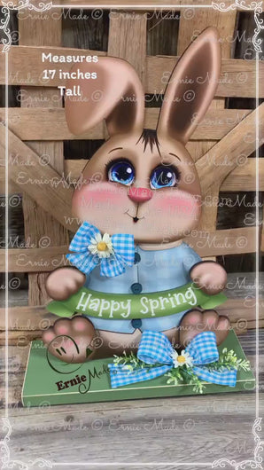 Spring Decoration, Easter Bunny centerpiece, shelf sitter, Vintage Easter Farmhouse decor, wood Bunny with Easter sign, Primitive rabbit