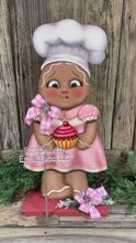 Load and play video in Gallery viewer, Pink Gingerbread Decoration, Pastel Pink Christmas Gingerbread decoration, Kitchen baking decor, pink Gingerbread and cupcake decorations
