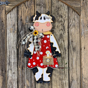 Farmhouse cow door hanger, Cow decoration, Wooden Cow sign, Cow door hanger, Farmhouse wall decor, Bovine decor, Farm Cow wreath attachment