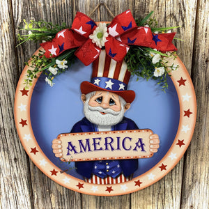 Uncle Sam, Patriotic Summer door hanger, Summer decor, Patriotic front door wreath, Fourth of July Decoration, Americana, Uncle Sam sign,