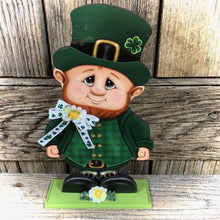 Load image into Gallery viewer, St. Patrick&#39;s Day Decoration, tiered tray decor, Wooden leprechaun, Irish decor, shelf sitter, Shamrock sign, cute leprechaun with Shamrock
