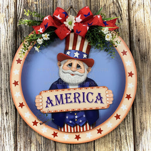 Uncle Sam, Patriotic Summer door hanger, Summer decor, Patriotic front door wreath, Fourth of July Decoration, Americana, Uncle Sam sign,