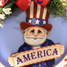 Load image into Gallery viewer, Uncle Sam, Patriotic Summer door hanger, Summer decor, Patriotic front door wreath, Fourth of July Decoration, Americana, Uncle Sam sign,
